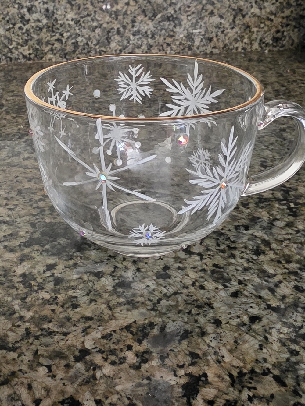 Glass Snowflake Accent Mug with Gold Rim - Picture 4 of 6